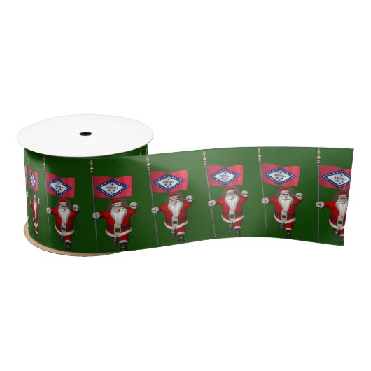 Ruban En Satin Santa Claus With Ensign Of Arkansas (Bobine)