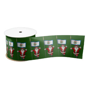 Ruban En Satin Santa Claus With Ensign Of West Virginia