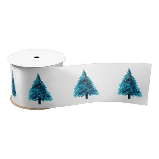 Ruban En Satin Sapin de Noël Bleu Vert (Bobine)