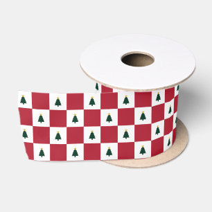 Ruban En Satin Sapins de Noël Classiques Rouge Blanc Vert avec Ét