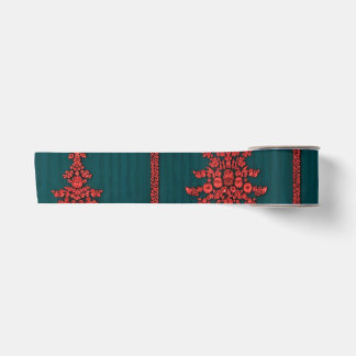 Ruban En Satin Sapins de Noël en cristal sarcelle et rouge