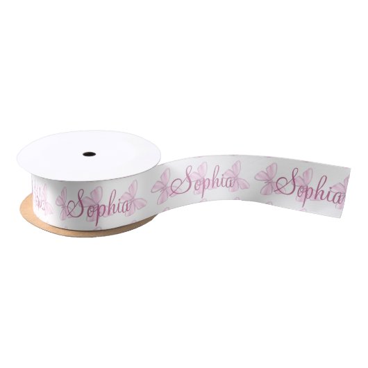 Ruban En Satin Satin personnalisé par papillon rose minuscule 1,5 (Bobine)