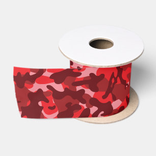 Ruban En Satin Saumon rouge camouflage 