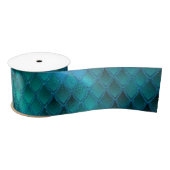Ruban En Satin Scales Dragon Turquoise et Parties scintillant cha (Bobine)