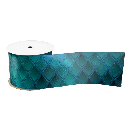 Ruban En Satin Scales Dragon Turquoise et Parties scintillant cha (Bobine)