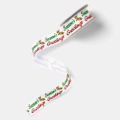 Ruban En Satin Script de Noël de Flying Reindeer Joyeuses Fêtes (Dos)