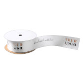 Ruban En Satin Script fait main avec Love Company Logo Blanc (Bobine)