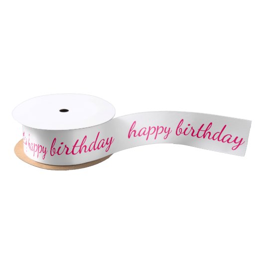 Ruban En Satin Script rose Bonne Typographie d'Anniversaire (Bobine)