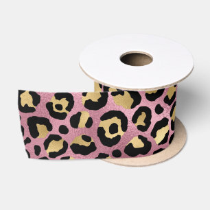 Ruban En Satin Série de design léopard rose et or 15