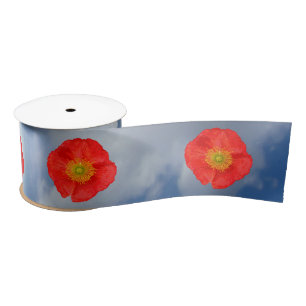 Ruban En Satin Seule une fleur de pavot + votre texte et vos idée