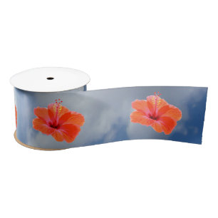 Ruban En Satin Seule une fleur d'Hibiscus + votre texte et vos id