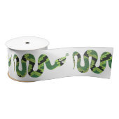 Ruban En Satin Silhouette d'impression en noir et vert serpent (Bobine)