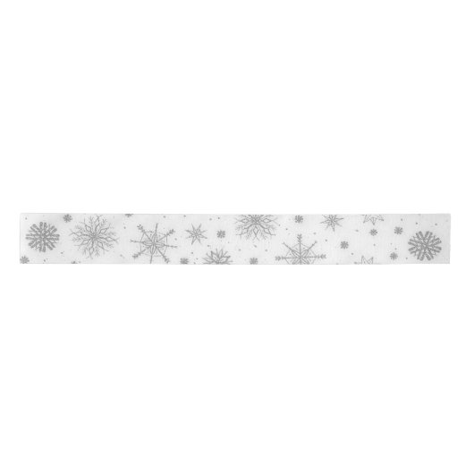 Ruban En Satin Silver Snowflakes Design blanc (Devant)