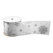 Ruban En Satin Silver Snowflakes Design blanc (Bobine)