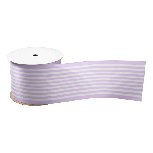 Ruban En Satin Simple Chic Blancs Motif Sur Violet Pâle (Bobine)