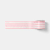Ruban En Satin Simple Chic Rayures Blanches sur Rose Pâle (Devant)