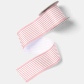 Ruban En Satin Simple Chic Rayures Blanches sur Rose Pâle (Dos)