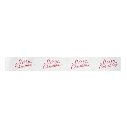 Ruban En Satin Simple élégante Rouge Script moderne Noël (Devant)