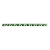Ruban En Satin Simple Empreinte de patte noir sur vert (Devant)