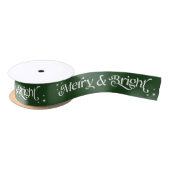 Ruban En Satin Simple Joyeux et vert de Noël (Bobine)