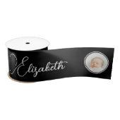 Ruban En Satin Simple moderne noir blanc Nom photo élégant Typo (Bobine)