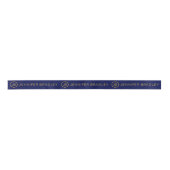 Ruban En Satin Simple Monogram Custom Name Blue Gold (Devant)