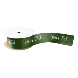 Ruban En Satin Simple Vert Foncé Blanc Gribouillage Écriture Curs