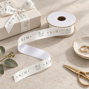 Ruban En Satin Simplement Chic Initiales de Mariage Remerciements