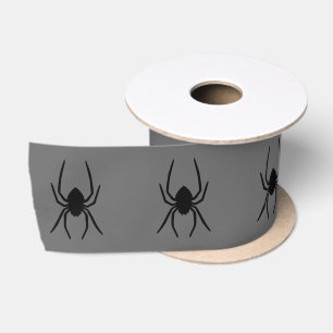 Ruban En Satin Simples Silhouettes d'Araignée Noire sur Halloween