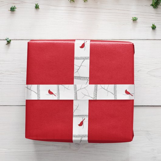 Ruban En Satin Simples Vacances Hiver Red Cardinal Birsier