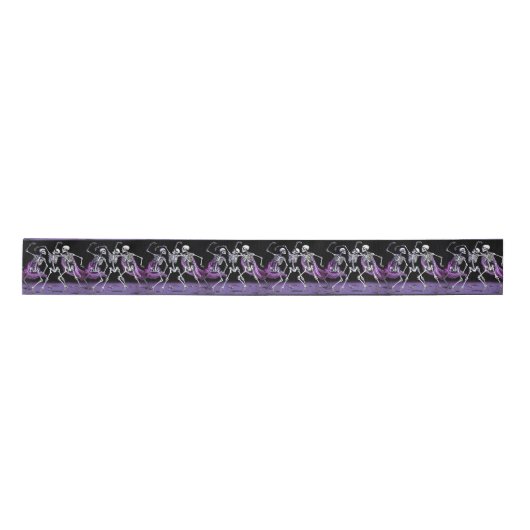Ruban En Satin Skeletons de danse violette Mariage gothique (Devant)