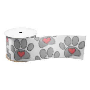 Ruban En Satin Sketch Chien Paw Red Heart Art
