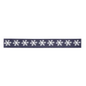 Ruban En Satin Snowflake Motif Marine Blue Holiday (Devant)