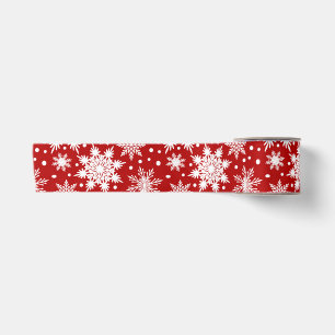 Ruban En Satin Snowflakes blancs Noël Motif sans couture