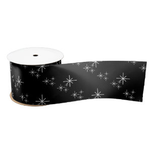 Ruban En Satin Snowflakes de Noël Moderne Noir Blanc tendance