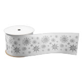 Ruban En Satin Snowflakes Motif En Gris Argent (Bobine)