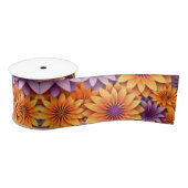Ruban En Satin Soleil Fleur Jaune violet (Bobine)