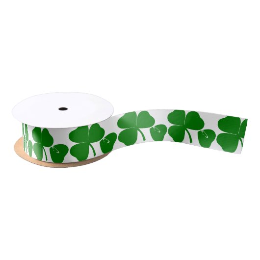Ruban En Satin St Patrick's Day - Obtenez de la chance 3+1 = 4 (Bobine)