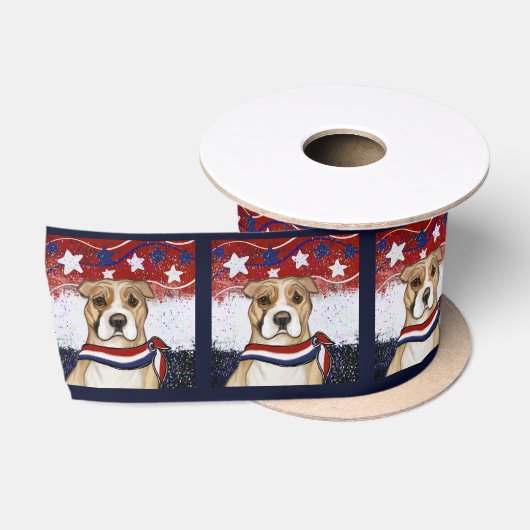 RUBAN EN SATIN STAFFORDSHIRE TERRIER AMÉRICAIN (Bobine)