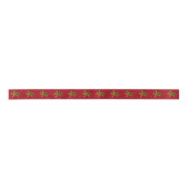 Ruban En Satin Starfish n Holly Christmas Red Ribbon (Devant)