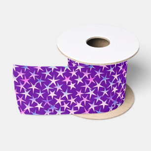Ruban En Satin Stars texturés satinés Lavande sur violet