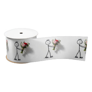 Ruban En Satin Stickman avec bouquet de roses