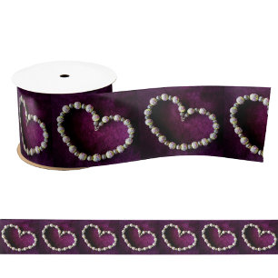 Ruban En Satin Strands Vintages de perles en forme de coeur viole