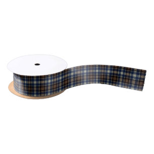 Ruban En Satin Style Cottage Brown bleu Tartan Plaid
