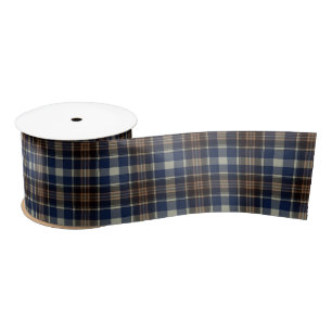 Ruban En Satin Style Cottage Brown bleu Tartan Plaid