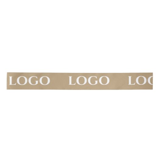 RUBAN EN SATIN STYLISH MODERN CUSTOMIZED YOUR LOGO MINIMAL BEIGE (Devant)