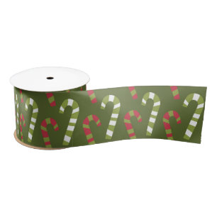 Ruban En Satin Sucres de canne blancs verts rouges avec support v