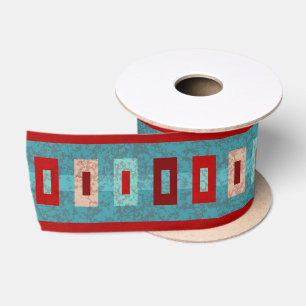Ruban En Satin Sud-Ouest Mesas Rétro Ambiance Turquoise & Rouge
