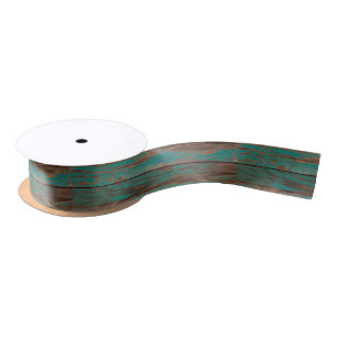 Ruban En Satin Sud-Ouest Rustique Patiné Bleu Peint Bois