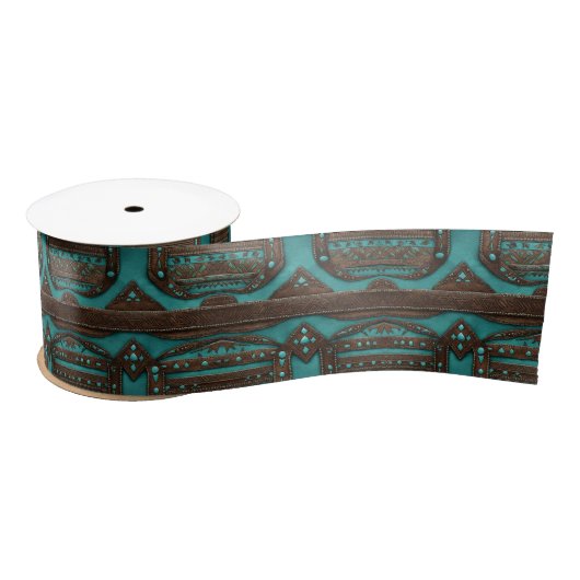 Ruban En Satin Sud Turquoise Brown Ouest Pays Aztec (Bobine)